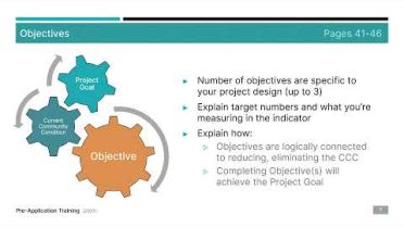 2021 Pre-Application Training 3: Objectives to Outputs