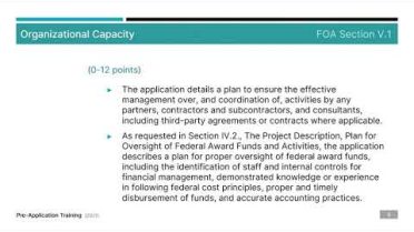 2021 Pre-Application Training 8: Organizational Capacity