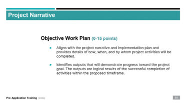 Pre-Application 7: Objective Work Plan